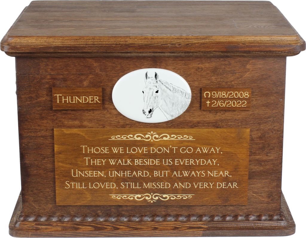 Orlow-Trotter Urn für Pferdeasche, personalisierte Urne mit Foto, große Box für Pferdeasche von der Marke Art-Dog