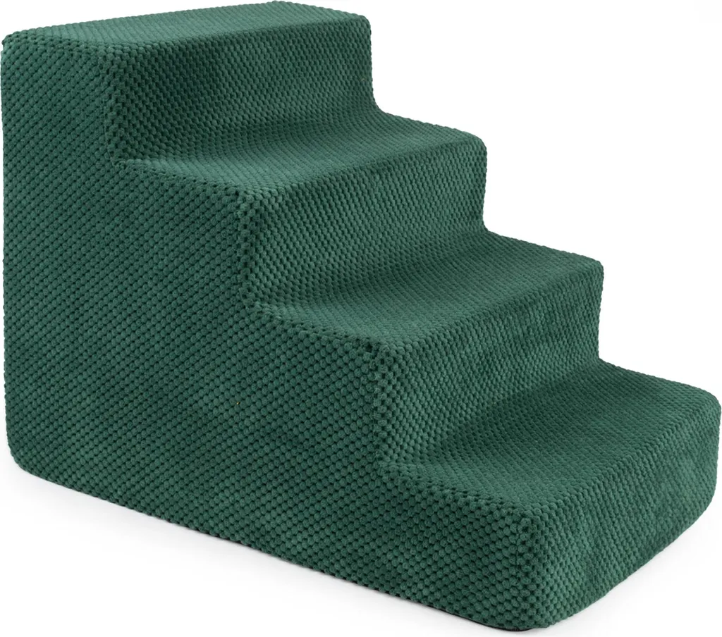 Scaletta per Animali 4 Gradini Peluche Verde | Protezione Schiena Cani