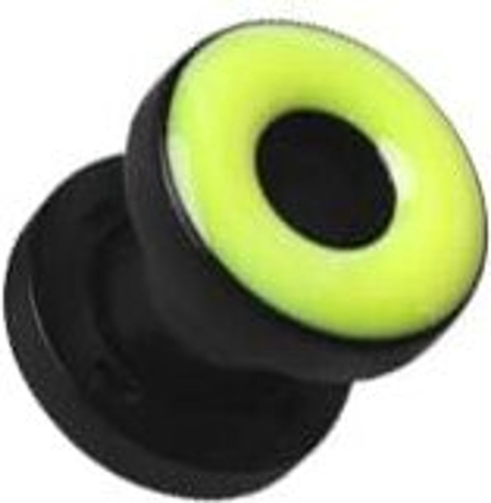 Ohr Flesh Tunnel Piercing Acryl Schwarz Screw On - Enamel Neon Grüne Beschichtung - VEFTBK 6MM