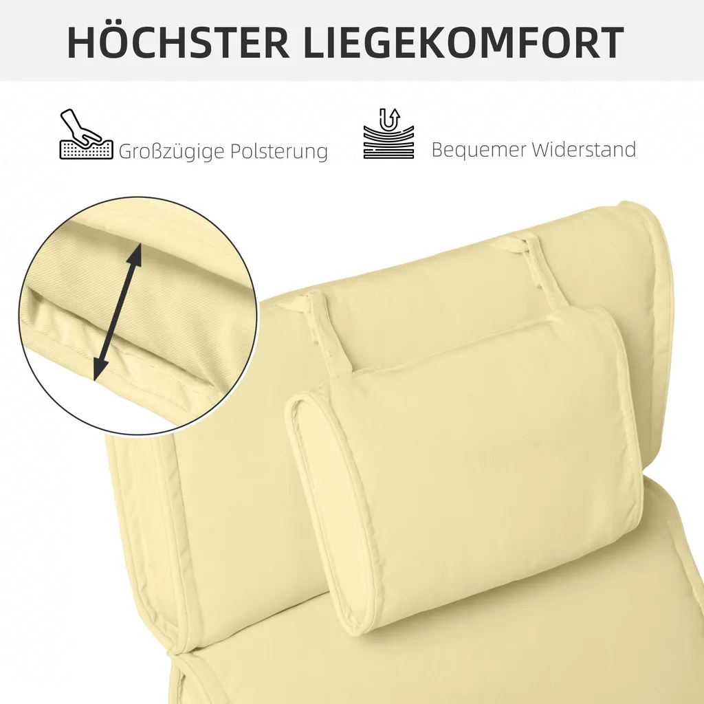 Coussin de Chaise Longue Moelleux en Coton et Polyester Blanc Crème - 4