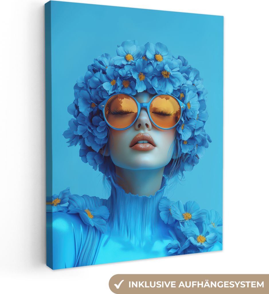 Leinwand Bilder 30x40 cm - Frauen, Abstrakt - Blau, Wandbilder, Wanddeko Wohnzimmer, Bild