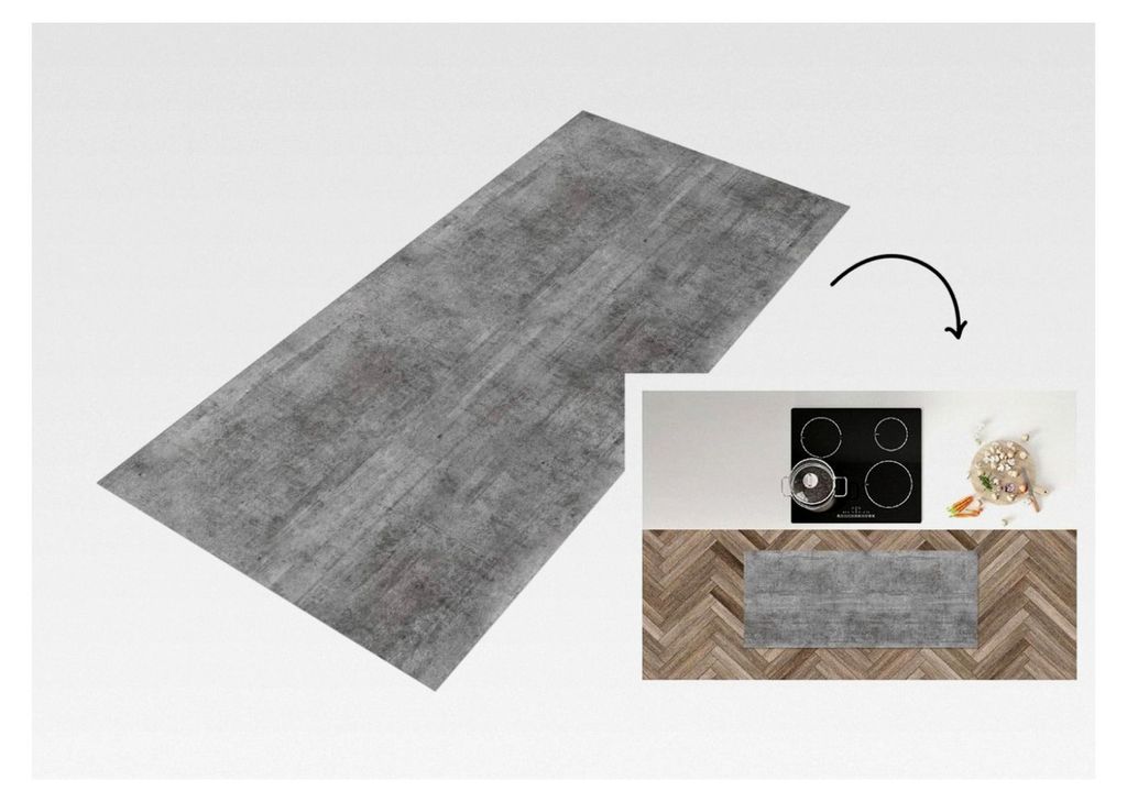 Küchenläufer 120x50 cm Antirutschmatte Waschbar rutschfest Küchenbodenmatte Beton - Muster - Antik