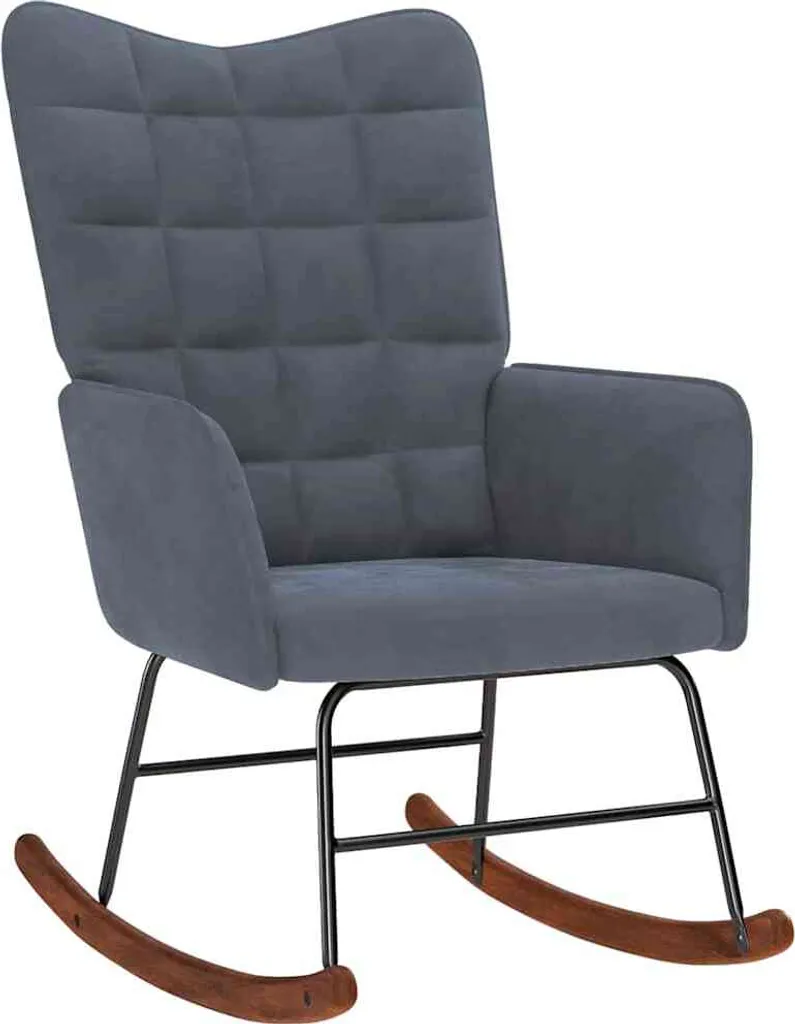 Sedia a Dondolo Stabli Furniture in Velluto Grigio Scuro | Relax Design