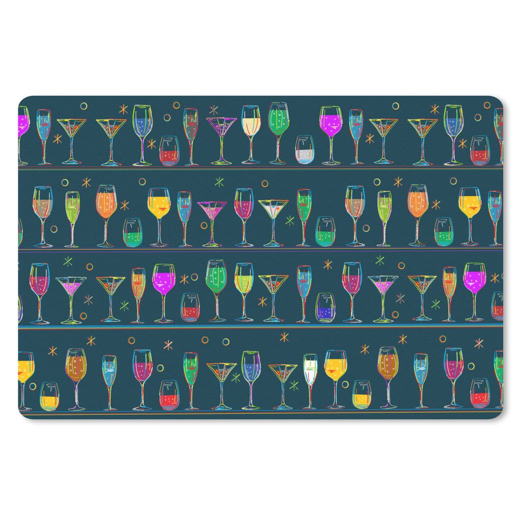 MuchoWow Mauspad Mousepad Cocktails - Bar - Neon - Design 27x18 cm - Mousepads - Maus Mat - Pad - Mausunterlage - Büroartikel - Desk Matten