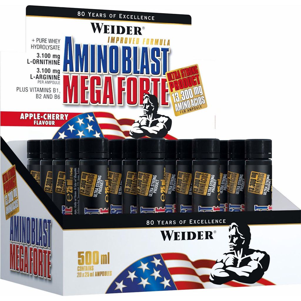 Weider Amino Blast Mega Forte, 20 ampullen van 25 ml, Productafbeelding 