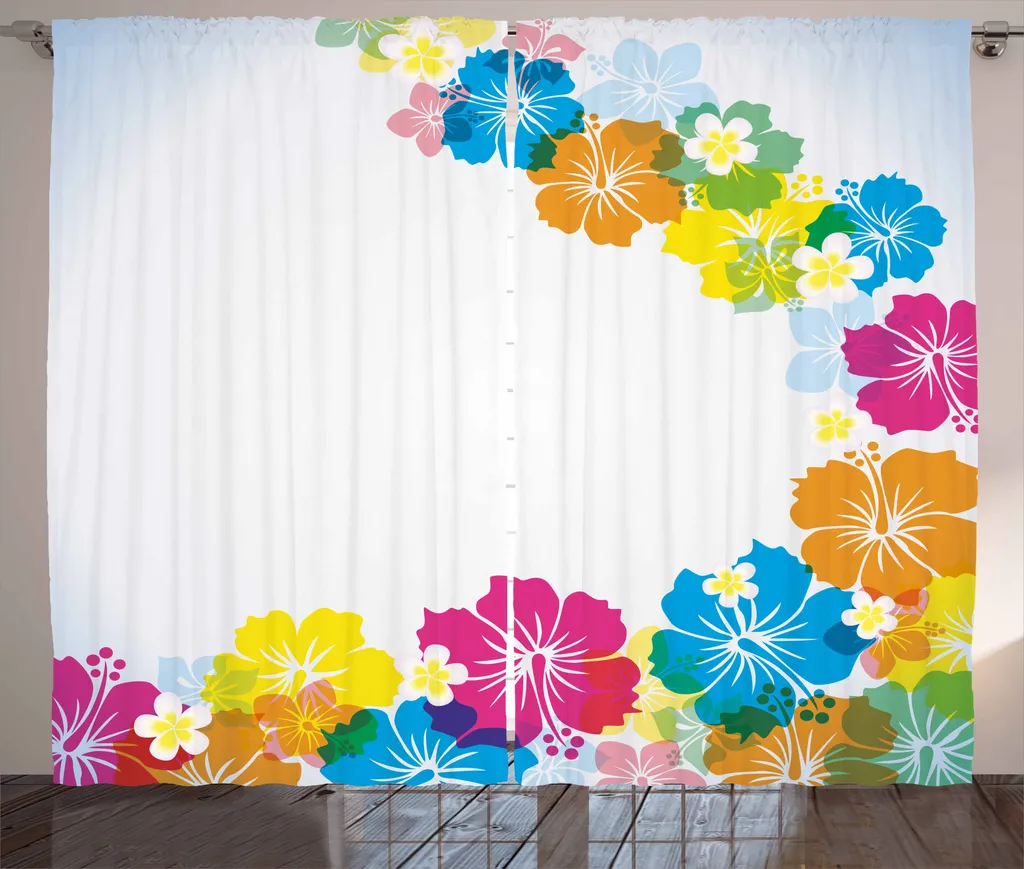 Grand Rideau pour Grand Salon, 280x225cm, Polynesian Spring Aloha