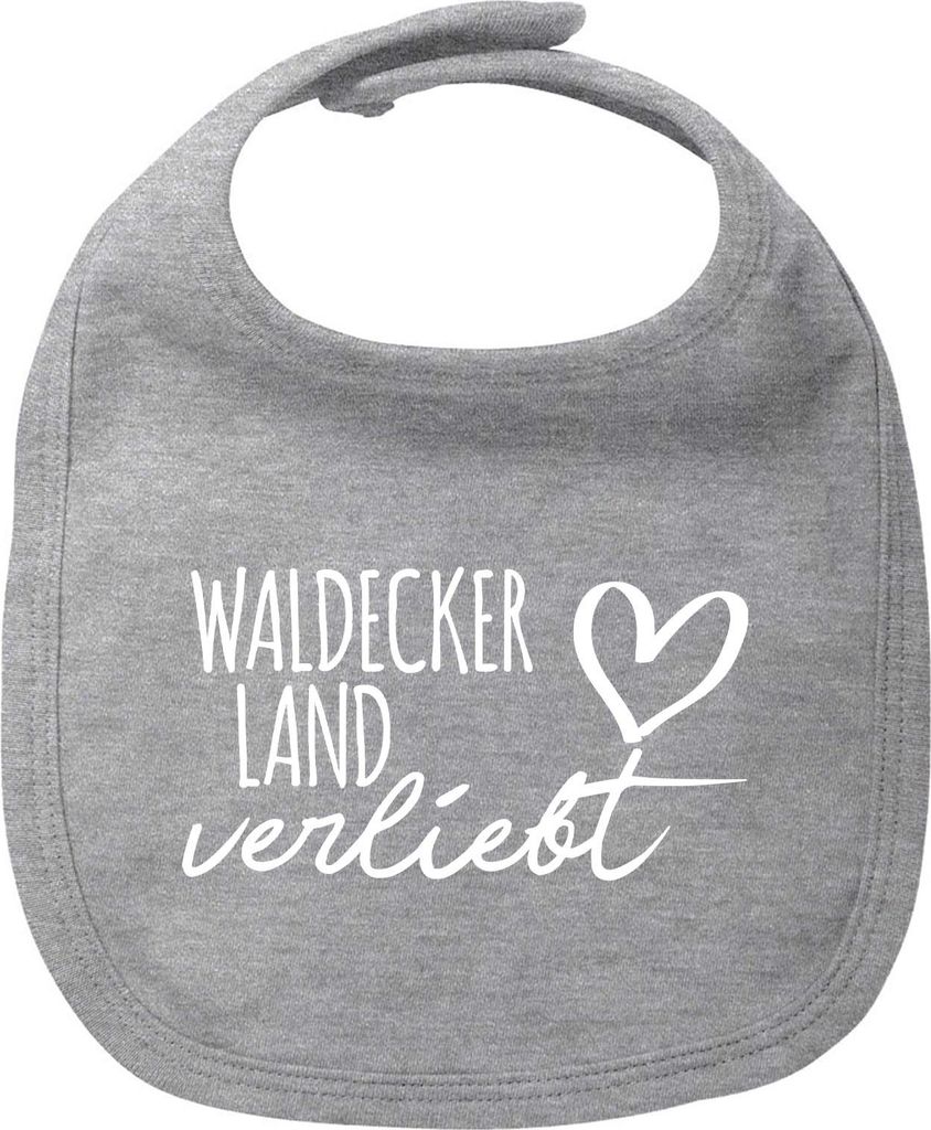 Huuraa Baby Lätzchen Waldecker Land verliebt Heather Grey Klettverschluss Baumwolle Latz Geschenkidee