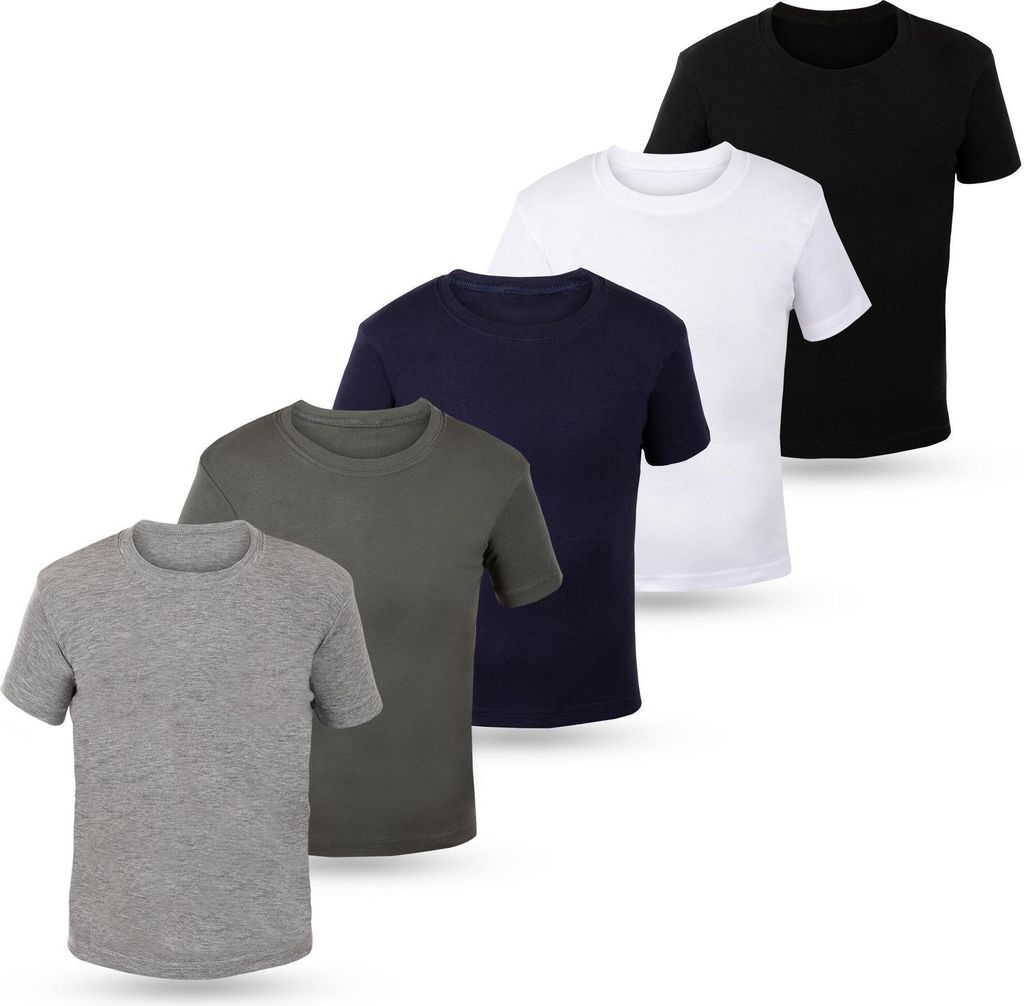 5er Set Jungen & Mädchen Kurzarm Unterhemden - Feinripp - Bunt