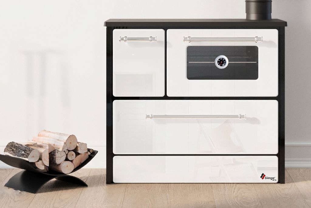 Küchenofen Holzherd 701 weiß, rechte Version - 9,18 kW Produktbild 