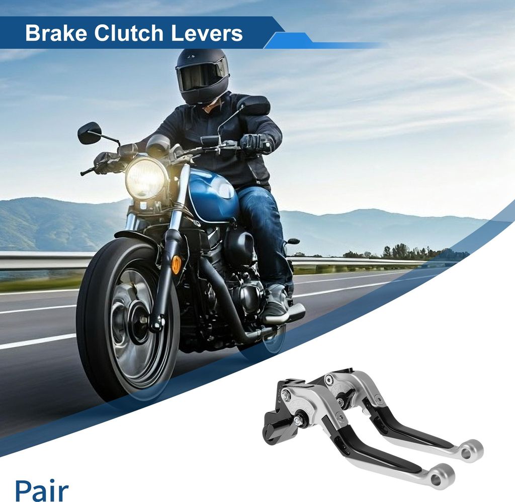 Kurze Lange Brems Kupplungshebel Für Kawasaki ER-5 2004-2005 Verstellbare Motorrad Lenker Bremshebel Aluminiumlegierung Silberfarbener Kopf Schwar...