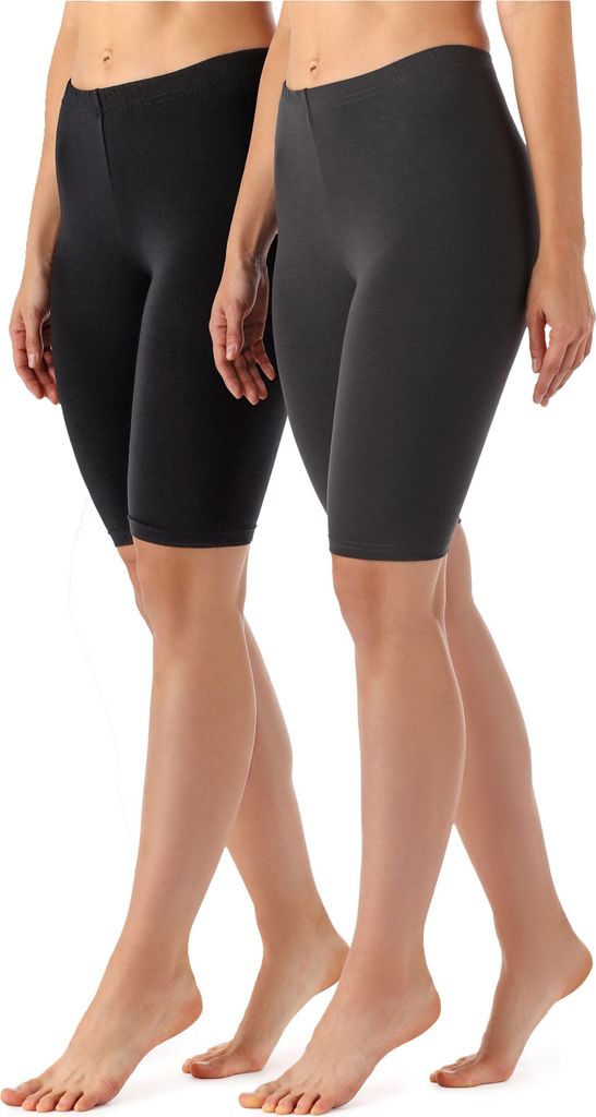 Merry Style Damen Kurze Leggings aus Viskose 2 Pack MS10-145 (Schwarz/Graphite (2Pack), XS).