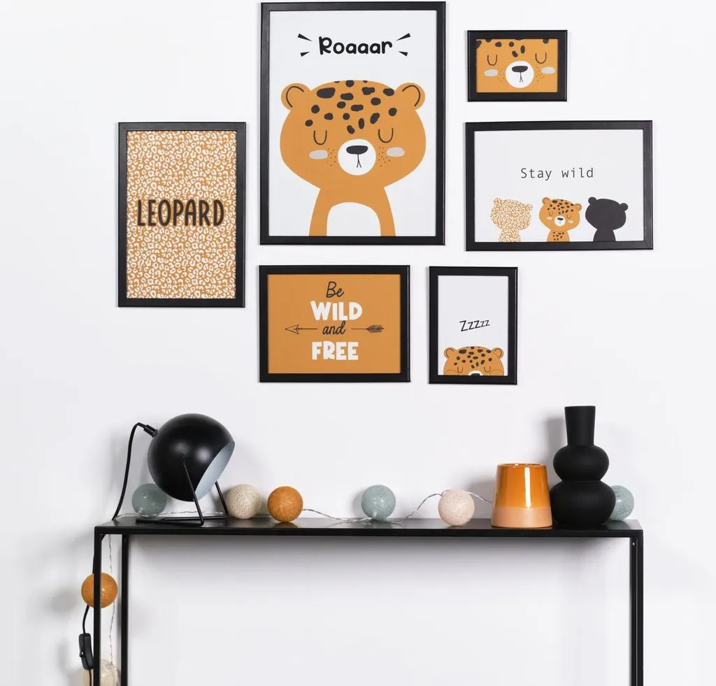 Cadres photo LEOPARD Set de 6 - Solution déco murale en MDF noir - 2