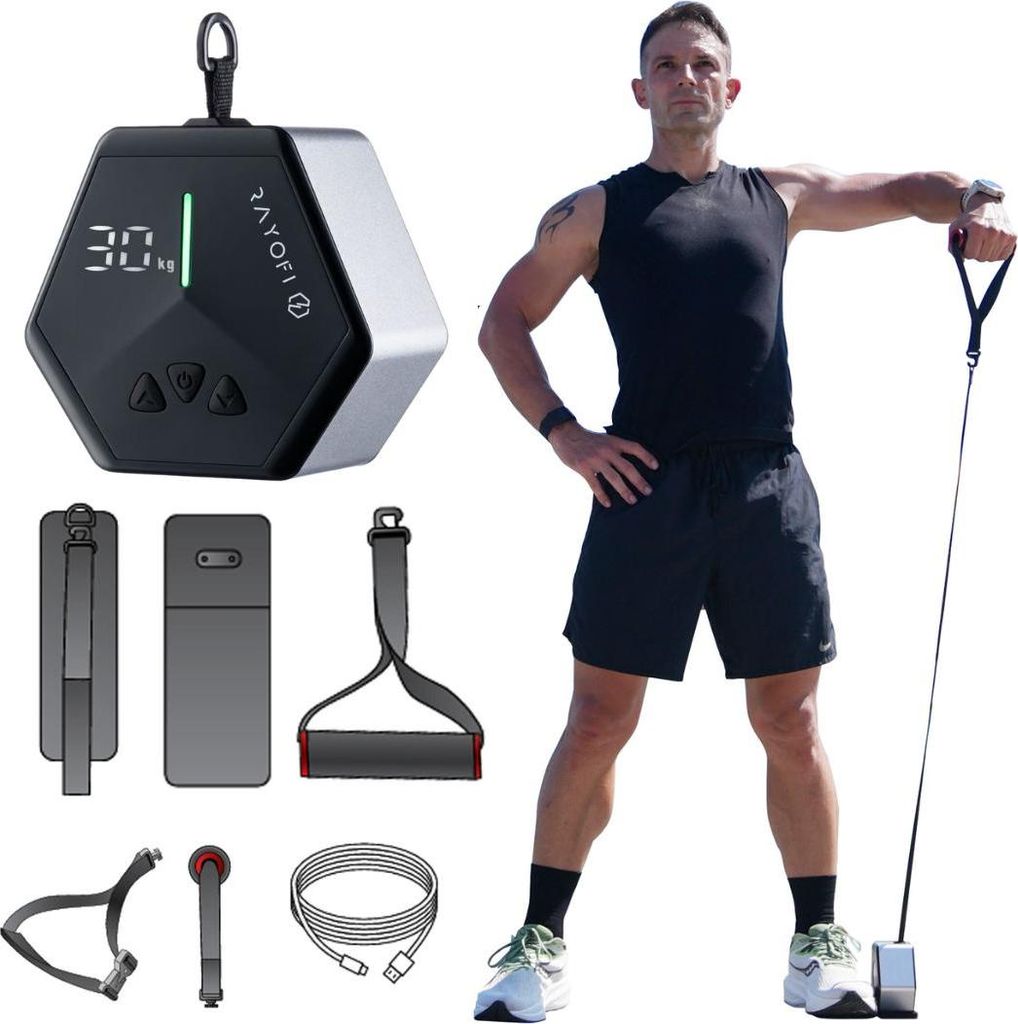 Smart Kraftstation 30kg | Mobiler Kabelzug für Zuhause & Büro | EXZENTRISCHES Training & Butterfly | 1,1kg Digital-Trainer | Geschenk