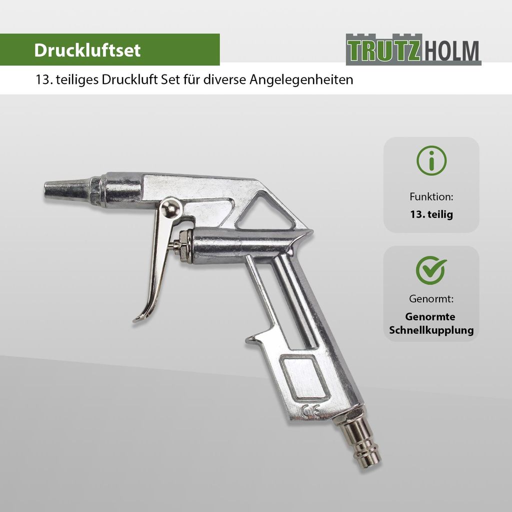 Ferrex Druckluft-Set 12-teilig – Mit Reifenfüller Und Farbpistole, Max. 8 Bar
