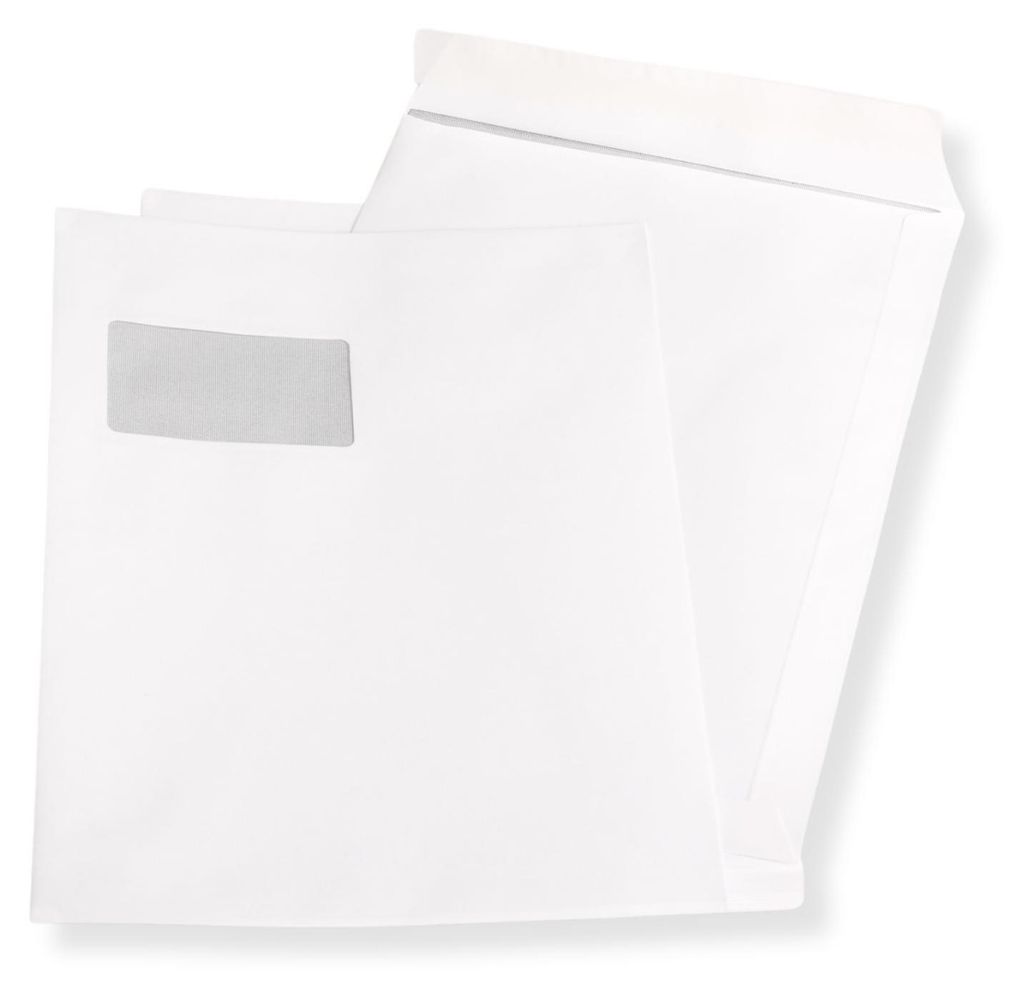 Versandtaschen DIN C4 weiß mit Fenster, haftklebend 25 Produktbild 