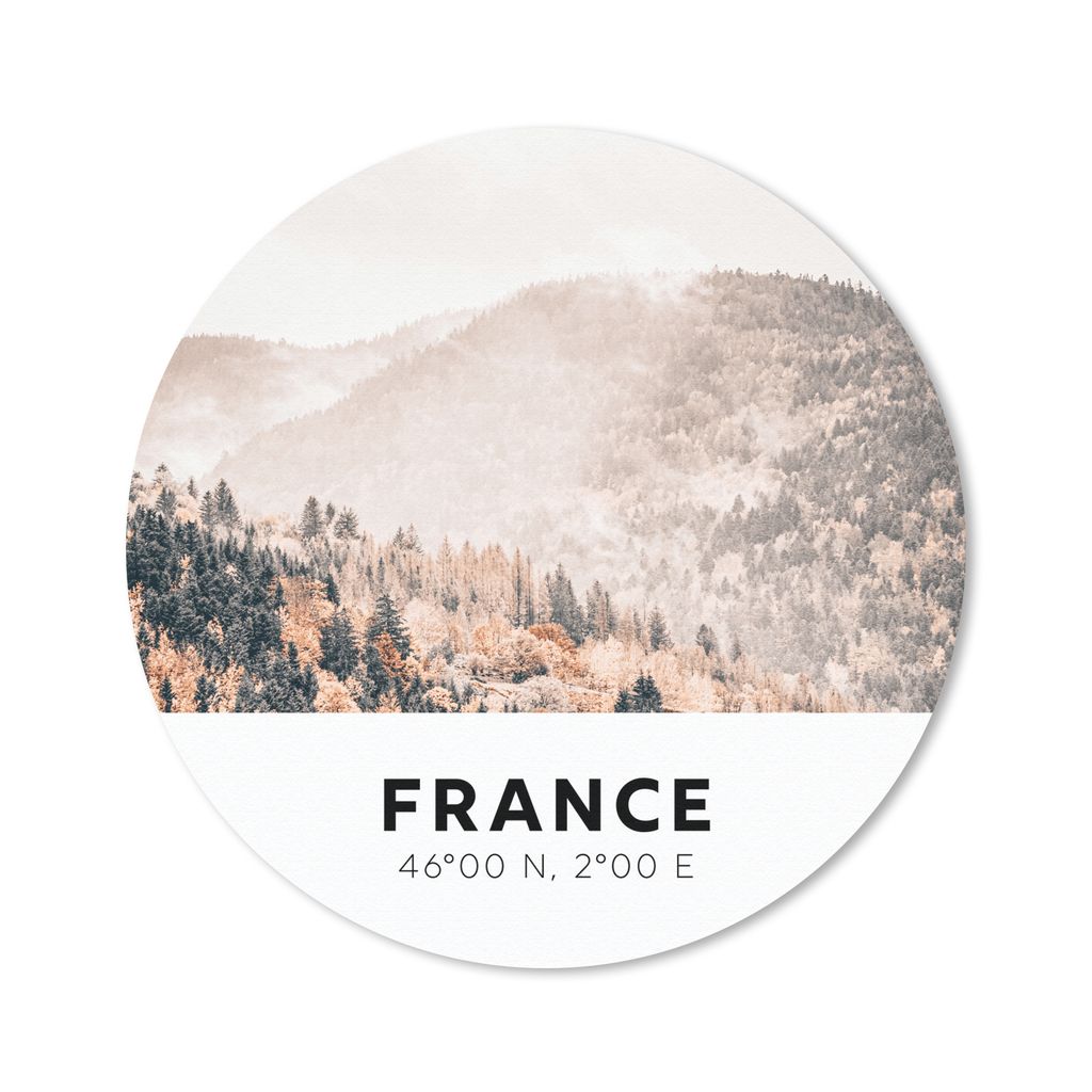 MuchoWow Mauspad Mousepad Frankreich - Bäume - Nebel 40x40 cm - Mousepads - Maus Mat - Pad - Mausunterlage - Schreibtisch Accessoires
