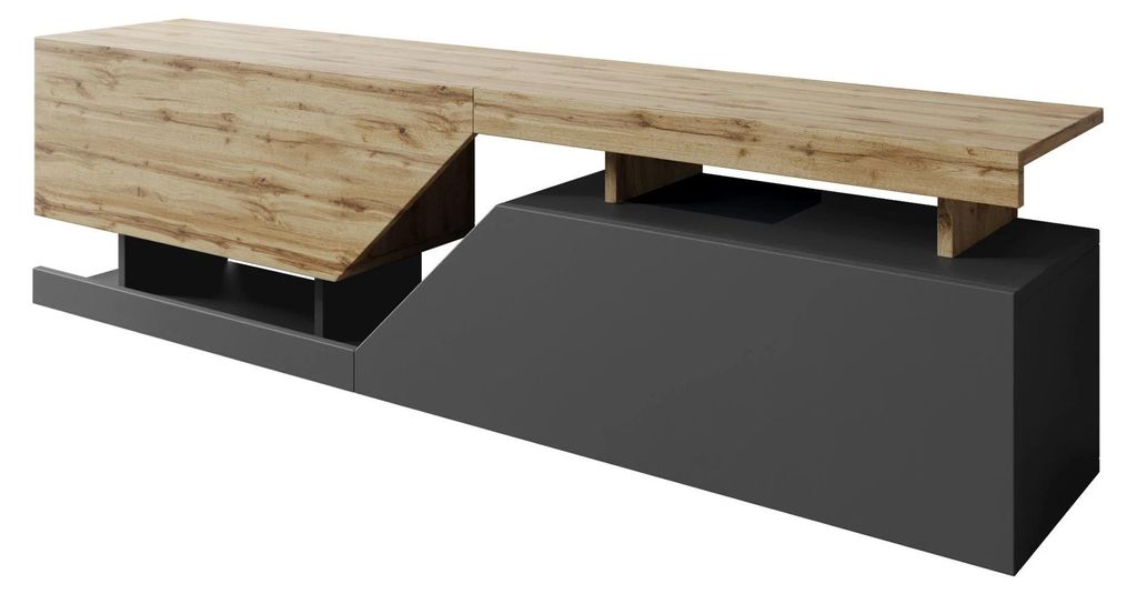 TV-Möbel "Ceelias" - 160 x 46 x 35 cm - Grau/Braun Produktbild 
