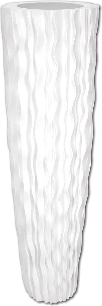 artplants.de Design Übertopf YUNA, weiß, matt, 143,5cm, Ø 44cm - Blumentopf rund/Pflanztopf