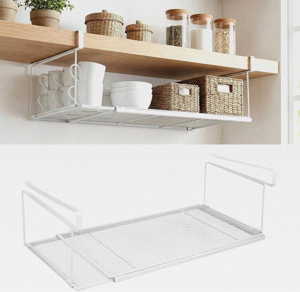 Unterregal Hängekorb - Unterregal Aufbewahrungskorb aus Metall Verstellbarer 38-70cm Unterschrankregal Organizer in Küchenschränken Vorratskamme...