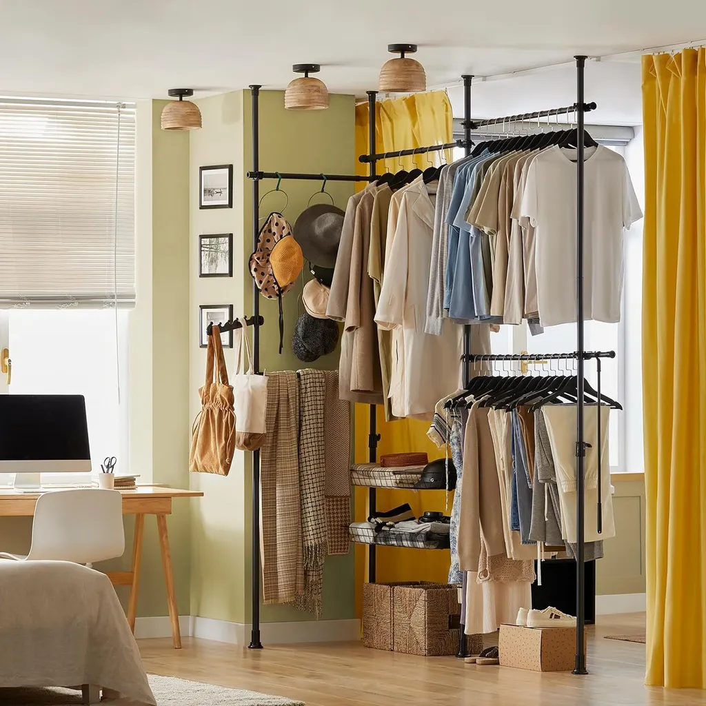 Dressing télescopique modulable avec 5 barres de penderie métal