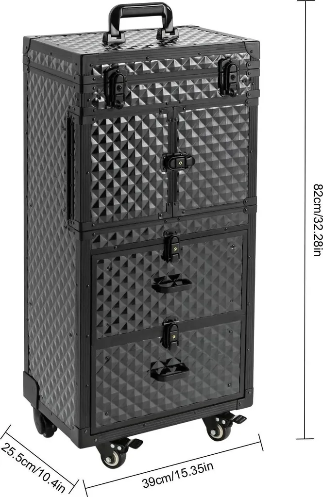 Valise trolley pour salon de coiffure design cube d'eau vert armée 15kg - 3