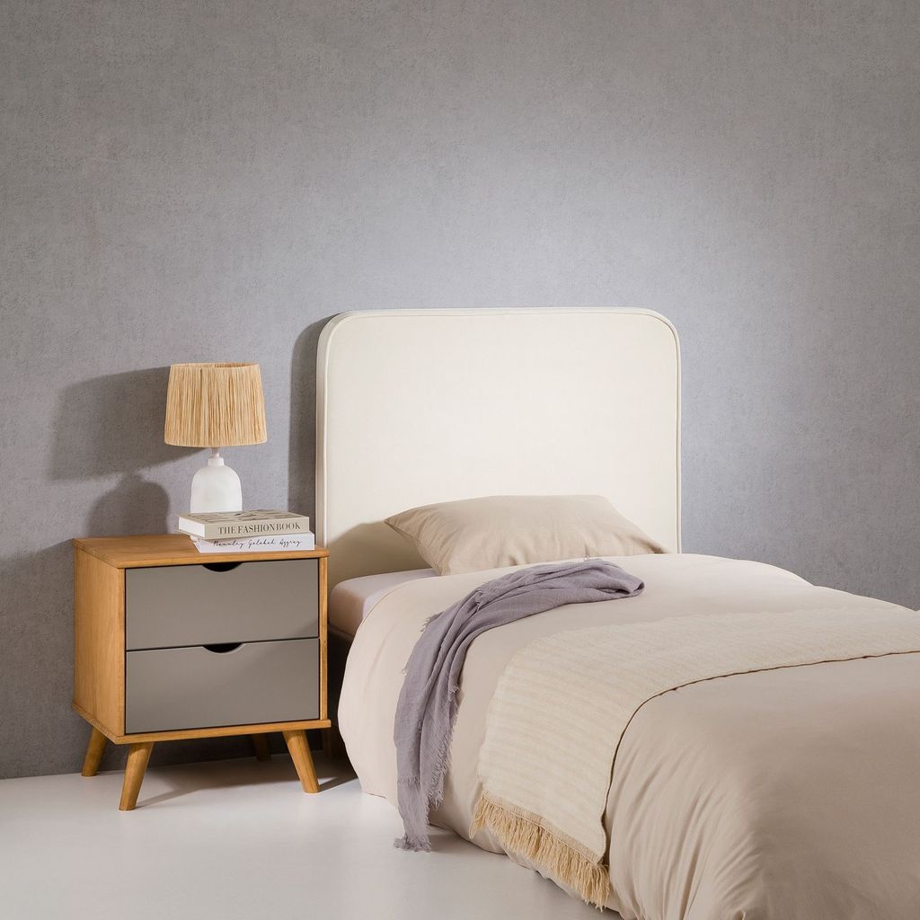 Kopfteil LUNAR 90cm Cremeweiß - Headboard mit Wandbefestigung, Bettkopfteil für Boxspringbetten, weicher Samt, Bettkopfteil modern
