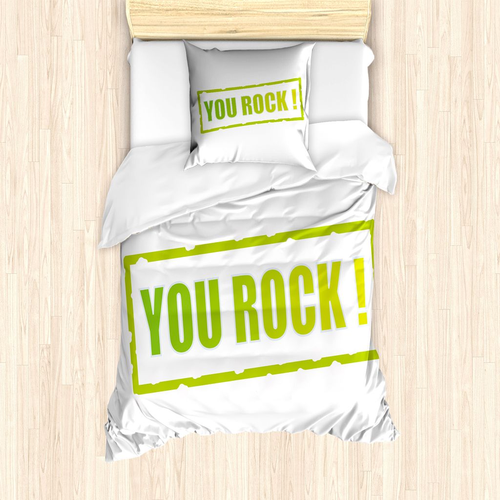 ABAKUHAUSie schaukeln Bettbezug Set für Einzelbetten, Motivation Stamp Motto, Milbensicher Allergiker geeignet mit Kissenbezug, 135 cm x 200 cm - ...