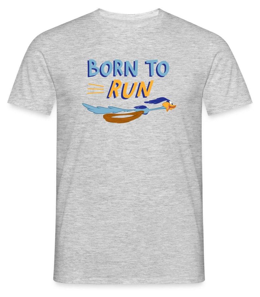 Spreadshirt Looney Tunes Road Runner Born To Run Männer T-Shirt, 3XL, Grau meliert