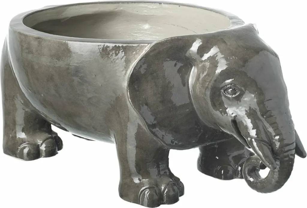 Bol éléphant en céramique gris foncé L41 x H16 x L24 cm décoratif