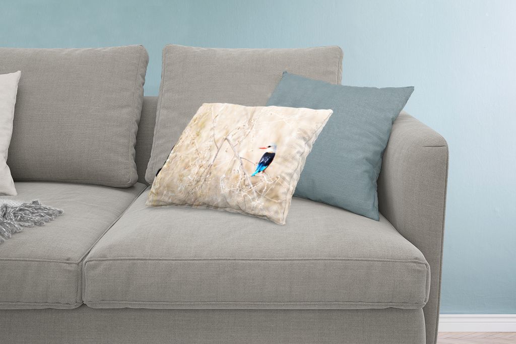 MuchoWow Zierkissen Sofakissen Wohnzimmer Dekokissen 60x40 cm Hervorragendes Foto eines Graukopf-Eisvogels in der trockenen afrikanischen Landsch...