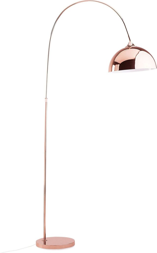 BELIANI Stehlampe Kupfer Metall 160 cm verstellbarer Schirm Glockenform langes Kabel mit Schalter Bogenlampe Industrie Look