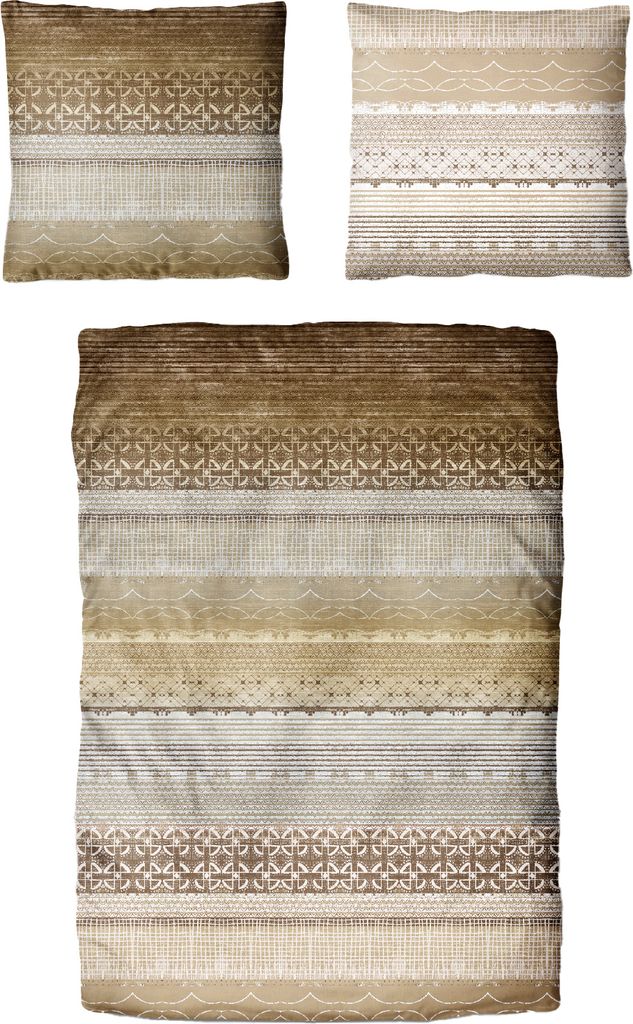 Traumschloss Micro Flanell Bettwäsche - Streifen, braun 155 x 220 cm taupe Streifen in verschiedenen Brauntönen