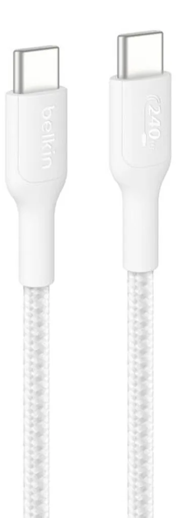 Câble USB-C Belkin charge rapide 1m blanc avec connecteurs renforcés
