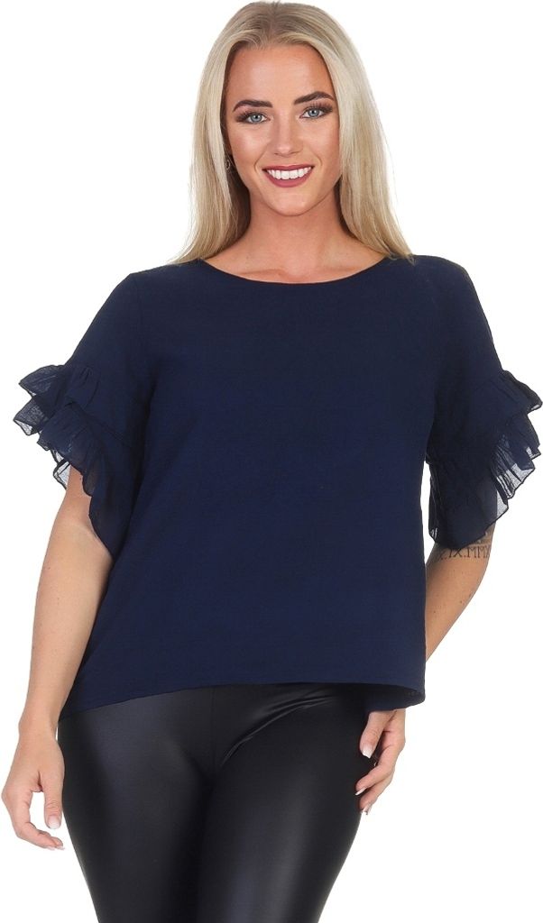389 Modisches Baumwollshirt mit Volant-Ärmeln – Produktbild 