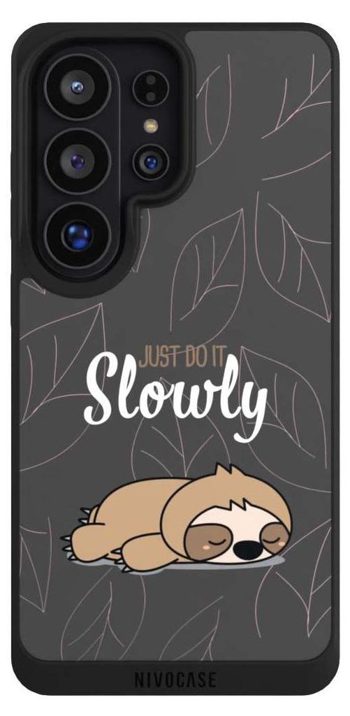 NIVOCASE Handyhülle für Samsung Galaxy S26 Ultra Hülle NIVOpure Case Schwarz Faultier Sprüche lazy sunday