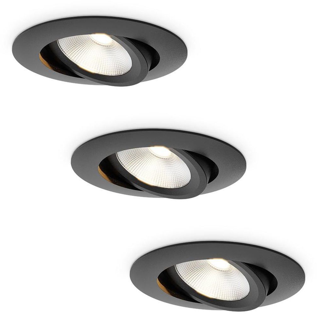 hoftronic LED Einbaustrahler 3x 5W 450lm 2700K Schwarz IP65 Produktbild 