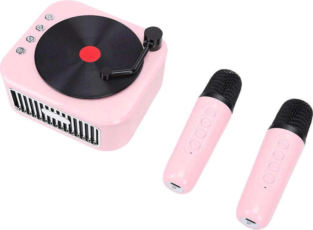Mini-Karaoke-Maschine Spielzeug für Kinder, Erwachsene, Jungen und Mädchen Tragbarer Bluetooth-Lautsprecher mit 2 kabellosen Mikrofonen Für zu H...