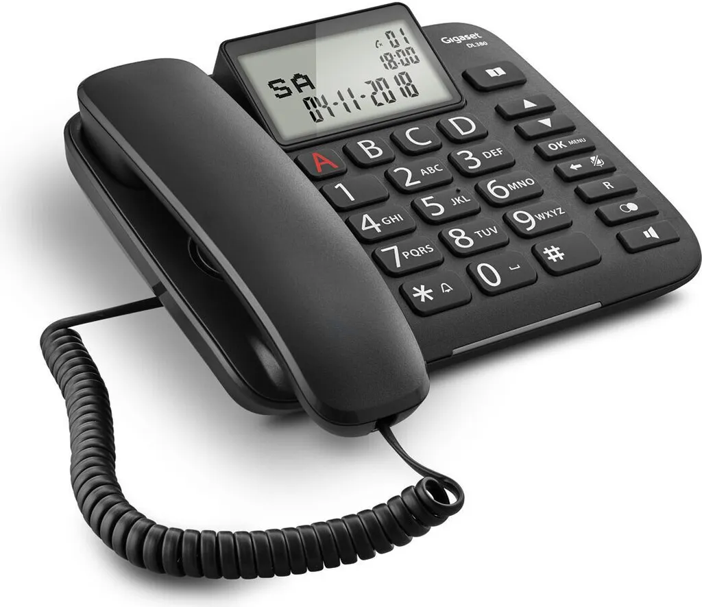 Téléphone fixe filaire Gigaset DL380 noir avec de grosses touches