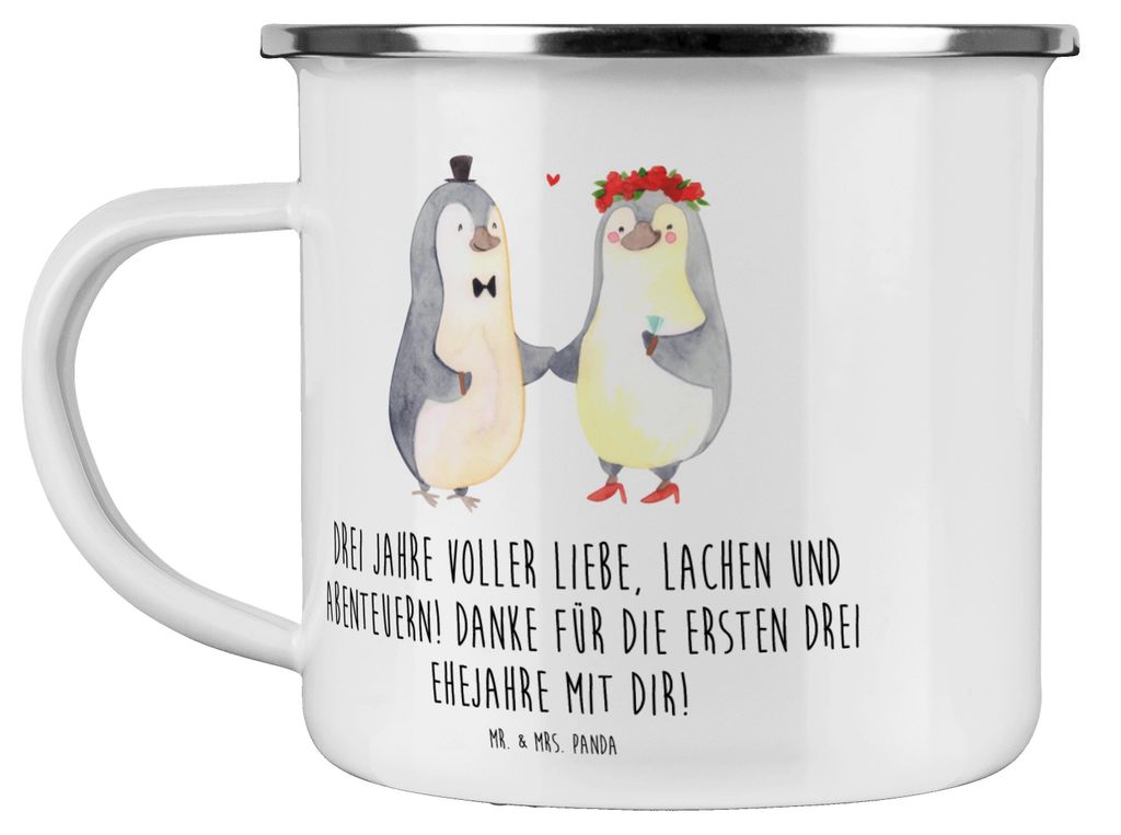 Mr. & Mrs. Panda Teetasse 3. Hochzeitstag Lederhochzeit - Transparent - Geschenk, Heiraten, Blechtasse, Lachen, Pott, Kaffeepott, Geschenke, Jubil...