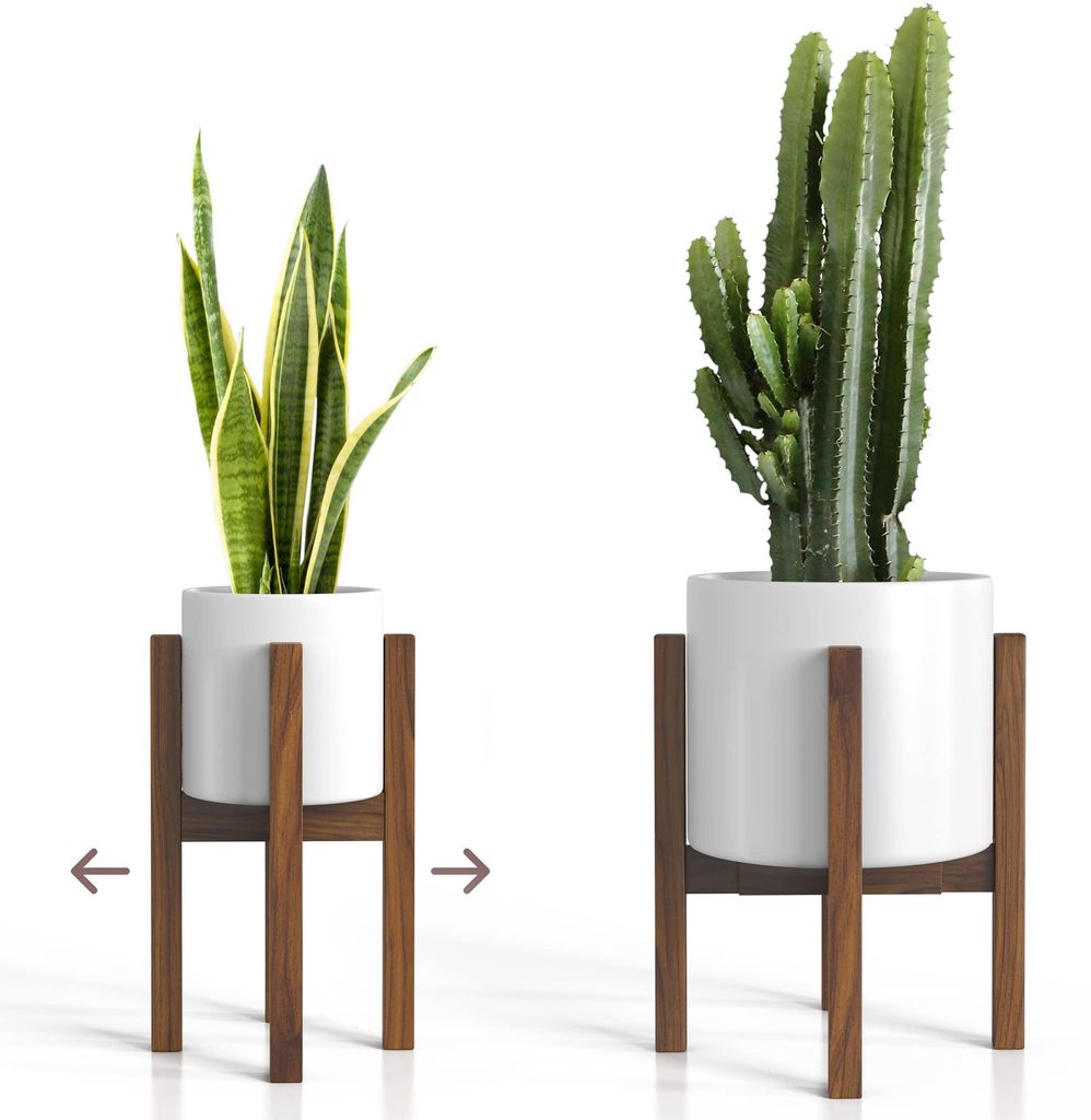 Pflanzenständer im Mid-Century-Stil – Massivholzständer, handgefertigt aus Akazienholz – geeignet für mittelgroße und große Töpfe von 20,...