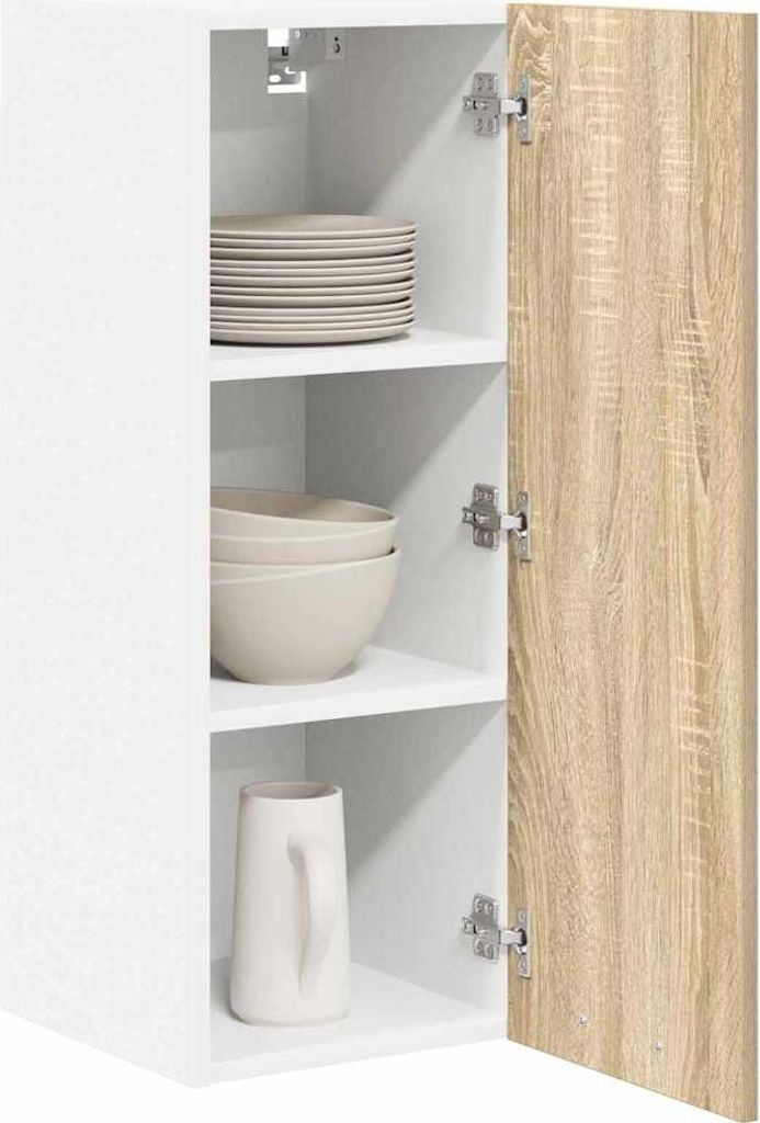 Stabli Hängeschrank 2 pcs - Montage erforderlich - Sonoma-Eiche und Weiß 30 x 31 x 80cm - DE222767 - Küchenschränke