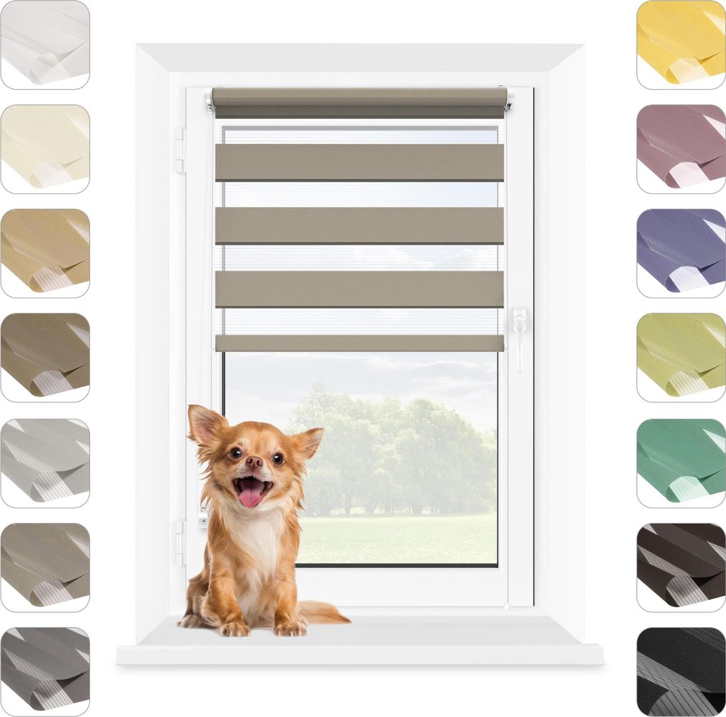 Mardom Home | Doppelrollo - 70x140 cm - Grau - Verdunkelungsrollo Ohne Bohren - Mit Klemmfix - Rollo Fenster Innen - Sonnenschutzrollo