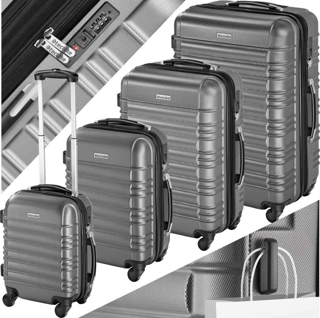 tectake® Hartschalenkoffer-Set 4-teilig, aus robustem Produktbild 