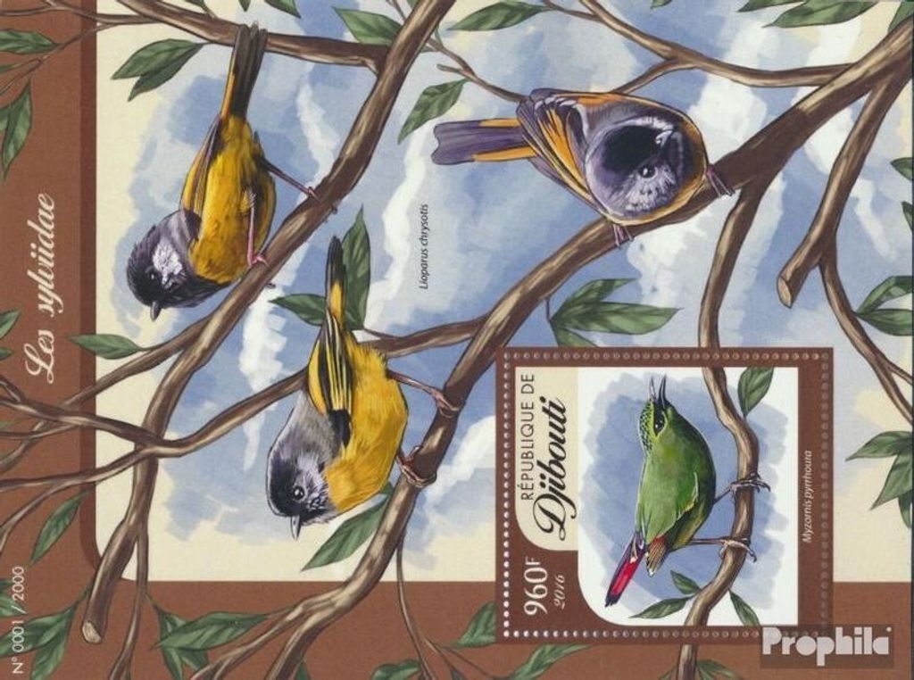 Briefmarken Dschibuti 2016 Mi Block 175 (kompl. Ausg.) postfrisch Singvögel