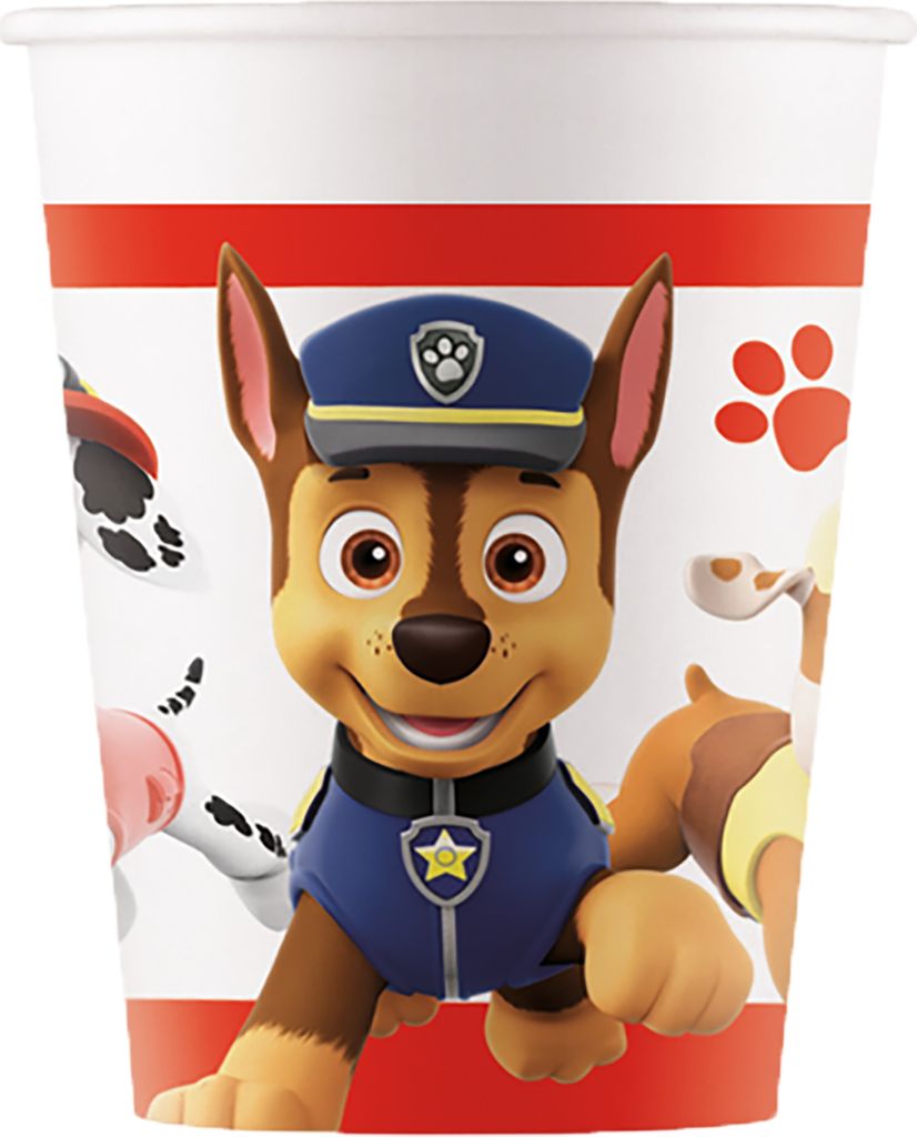 Procos 93470 - Party-Becher Paw Patrol Ready for Action, max. Füllmenge 200 ml, 8 Stück, Einwegbecher aus Papier, Kindergeburtstag, Party-Geschir...