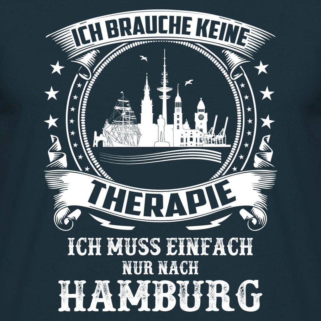 Spreadshirt Keine Therapie Ich Muss Nach Hamburg Männer T-Shirt, 3XL, Navy
