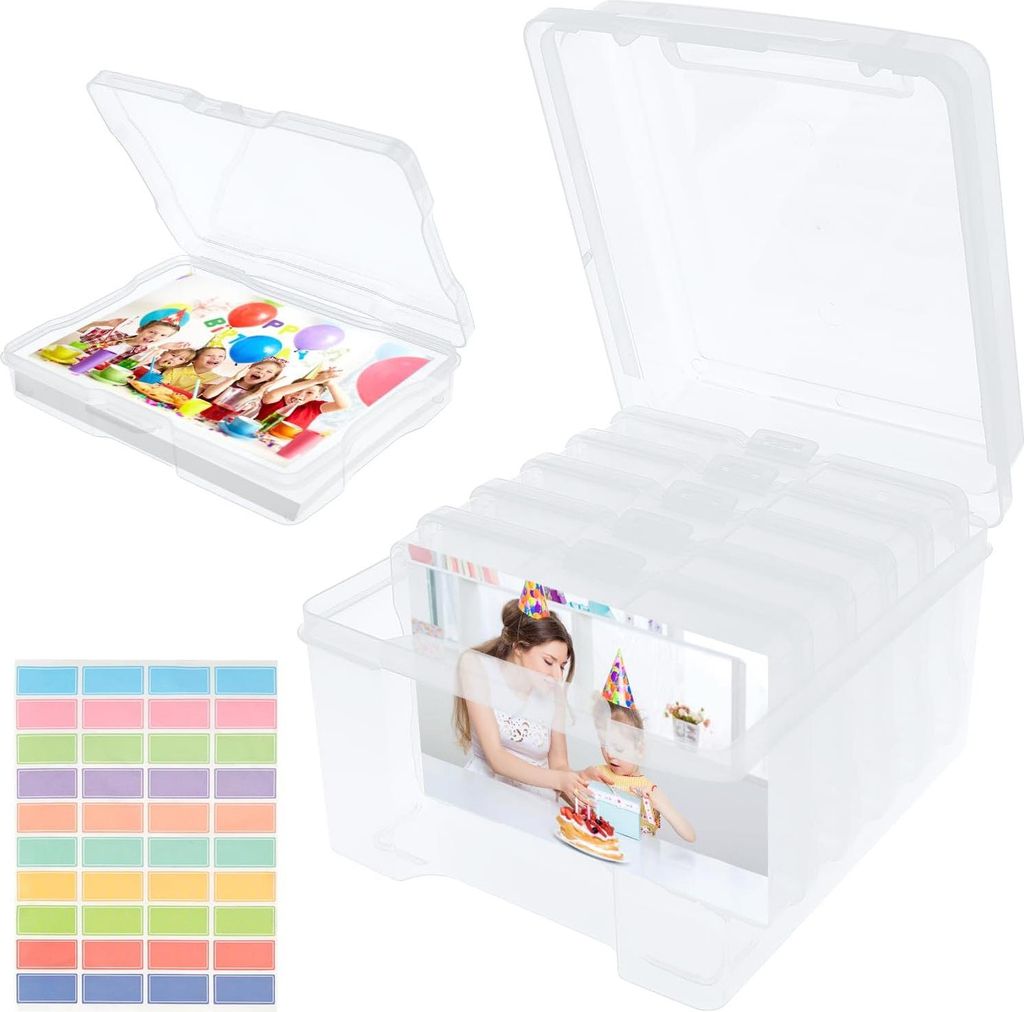 Organizerbox für Fotos - Transparent - 1 Stück - Hochwertiges Material - 22 x 18,7 x 13,5 cm