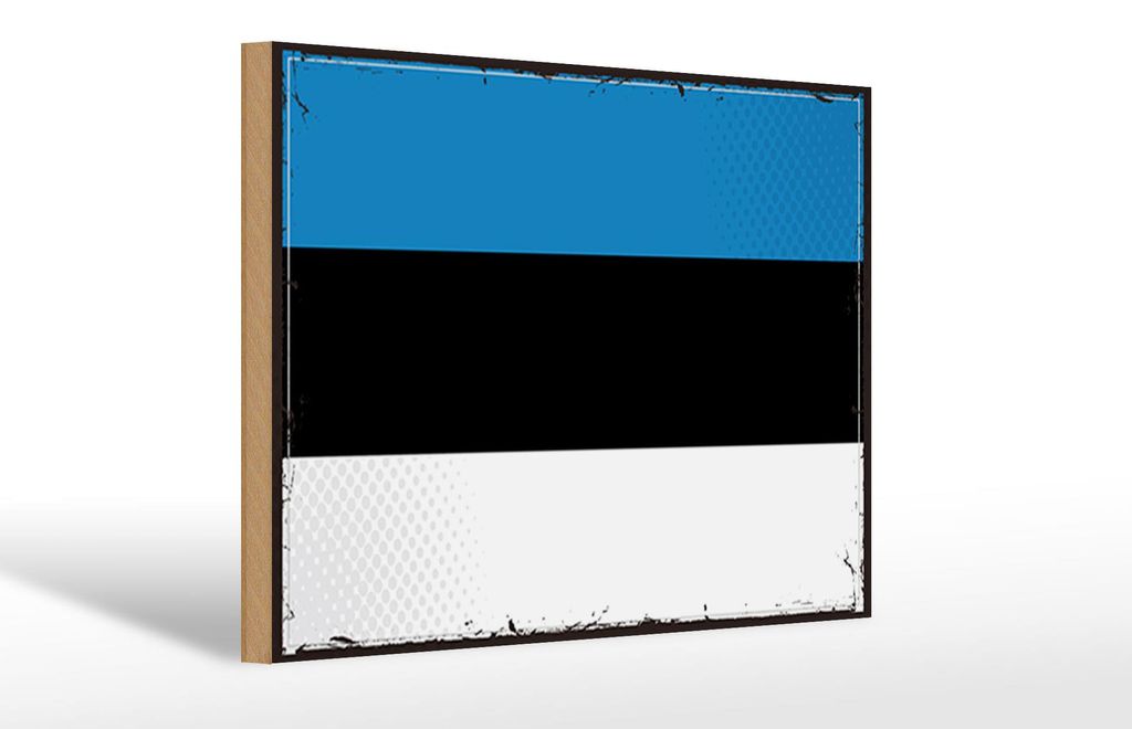 Holzschild Flagge Estland 30x20cm Retro Flag of Estonia