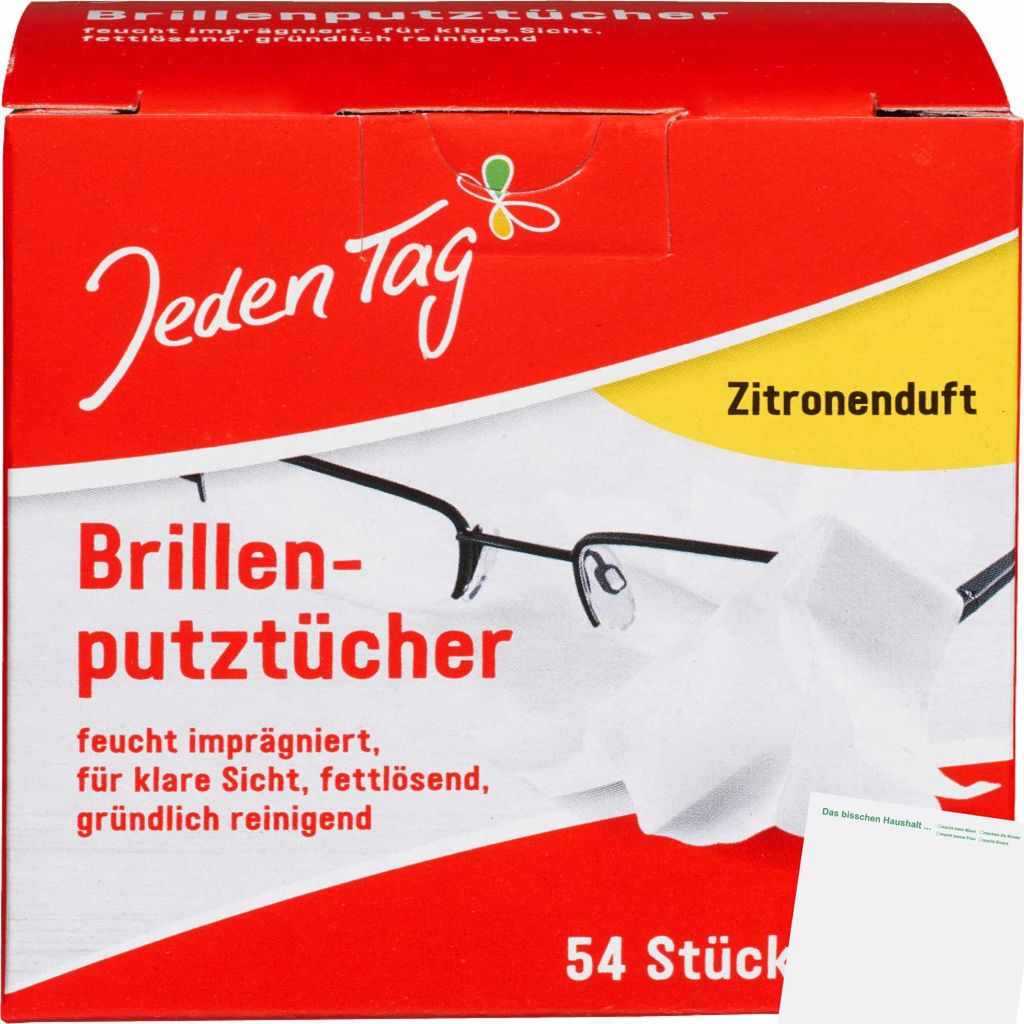 Jeden Tag Brillen-Putztücher (54Stk Packung) + usy Block Produktbild 