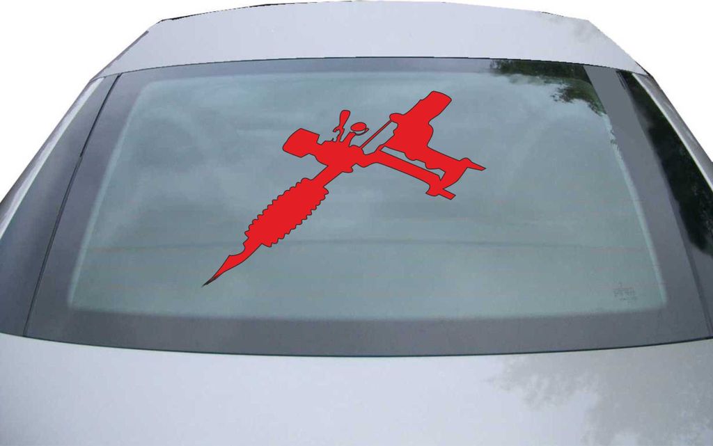 Indigos UG - Aufkleber Heckscheibe & Motorklappe DE7032 - rot - 600x413 mm - Tätowiermaschine - Auto Scheiben Fenster Heckklappe Tuning Racing JDM...